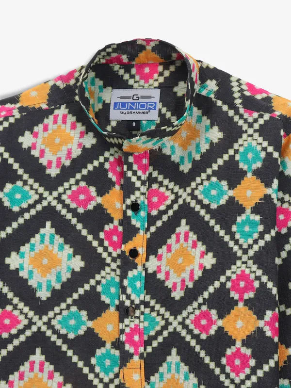 Trendy black printed kurta