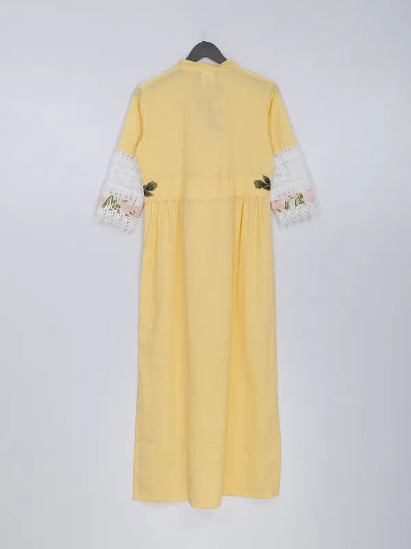 Trendy yellow cotton casual kurti