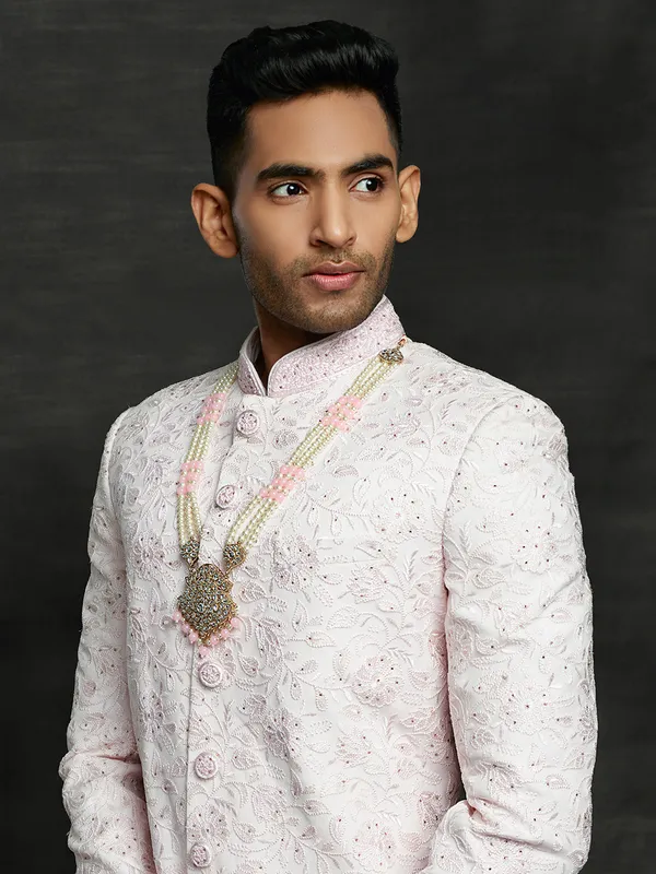 A royal pink sherwani for groom