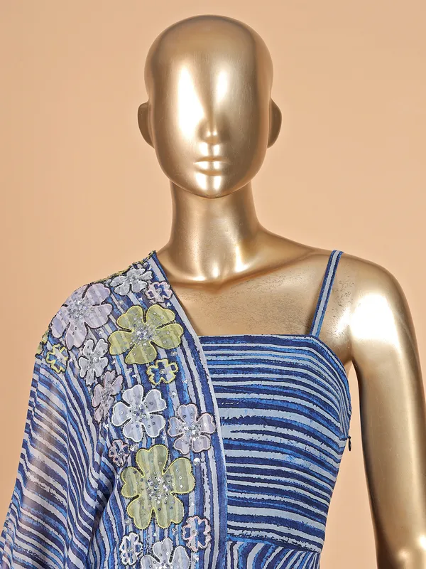 A unique blue georgette salwar suit