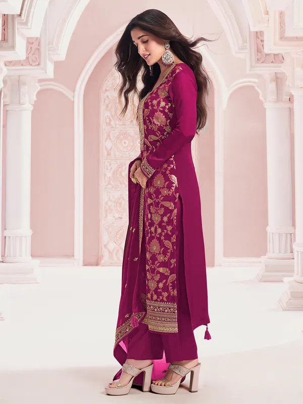 A unique purple silk salwar suit