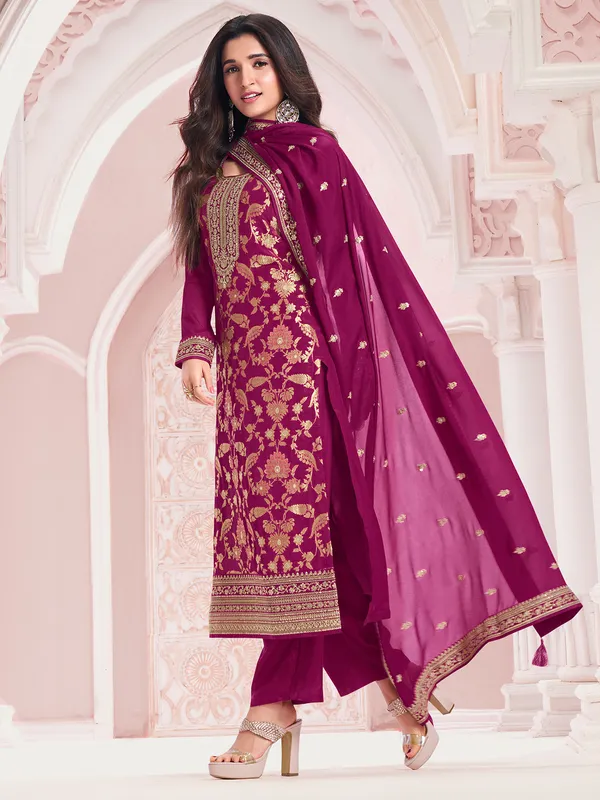 A unique purple silk salwar suit