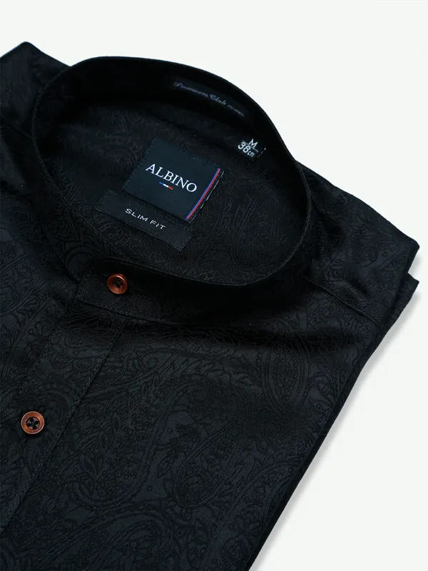 Albino black cotton party wear shirt