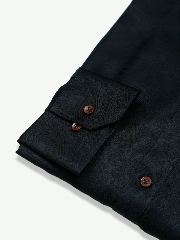 Albino black cotton party wear shirt