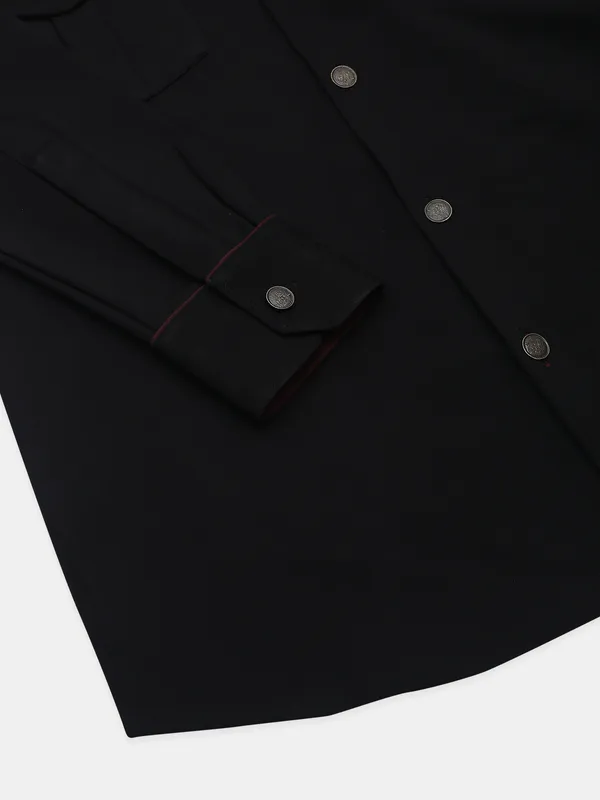 Albino casual wear solid shirt in black