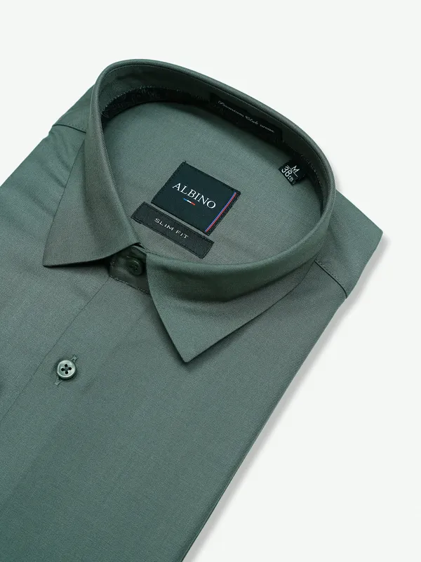 Albino green cotton plain shirt