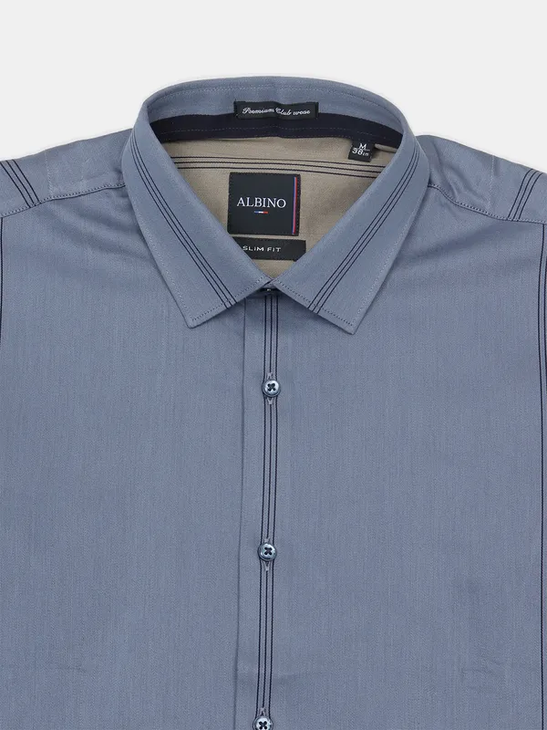 Albino grey cotton casual slim shirt