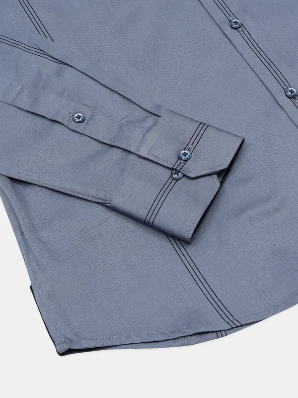 Albino grey cotton casual slim shirt