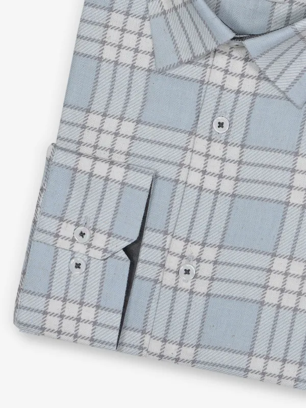 ALBINO light blue checks cotton party wear shirt