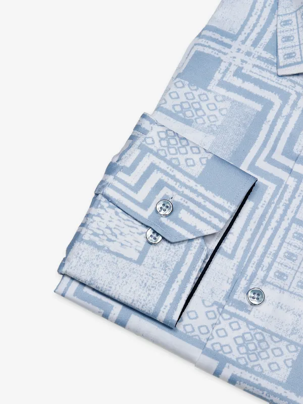 Albino light blue shirt in printed