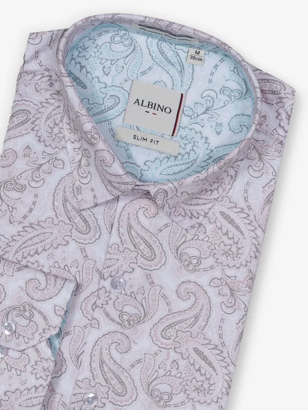 ALBINO pink printed cotton party wear shirt