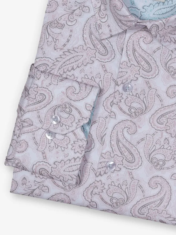 ALBINO pink printed cotton party wear shirt