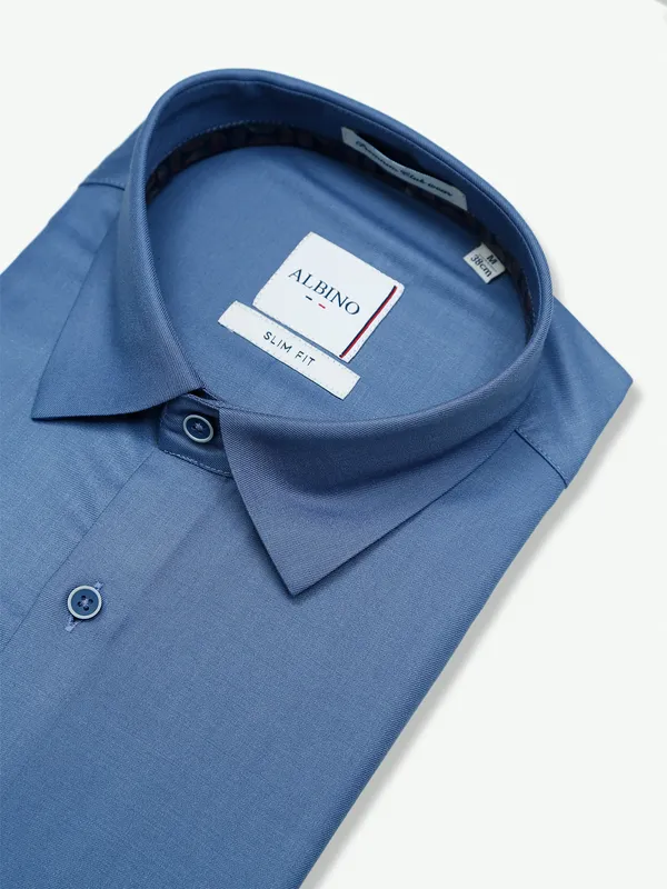 Albino plain blue cotton shirt