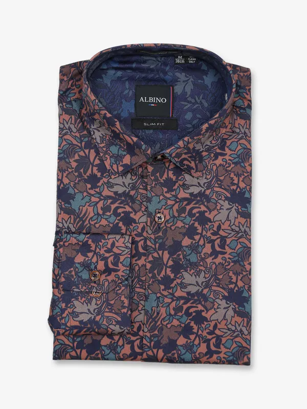 Albino printed brown cotton shirt