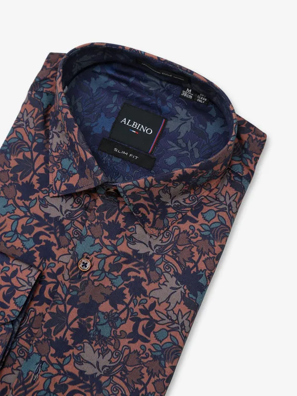 Albino printed brown cotton shirt