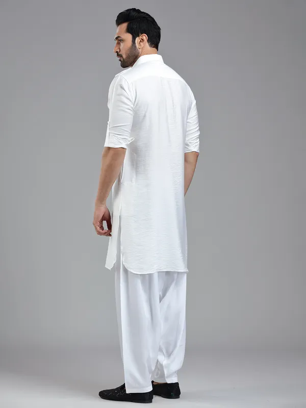 All time classy white pathani suit for men