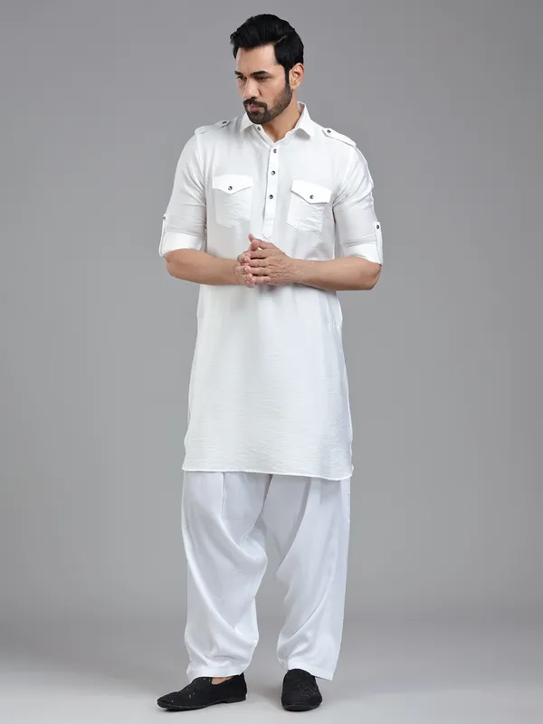 All time classy white pathani suit for men