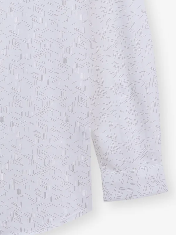 ALLEN SOLLY awsome printed white cotton shirt