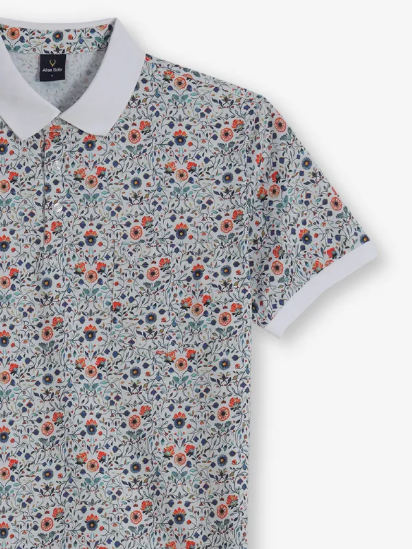ALLEN SOLLY blue floral printed cotton t-shirt