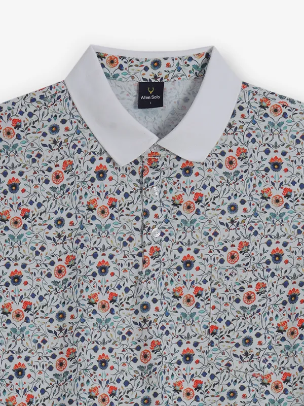 ALLEN SOLLY blue floral printed cotton t-shirt