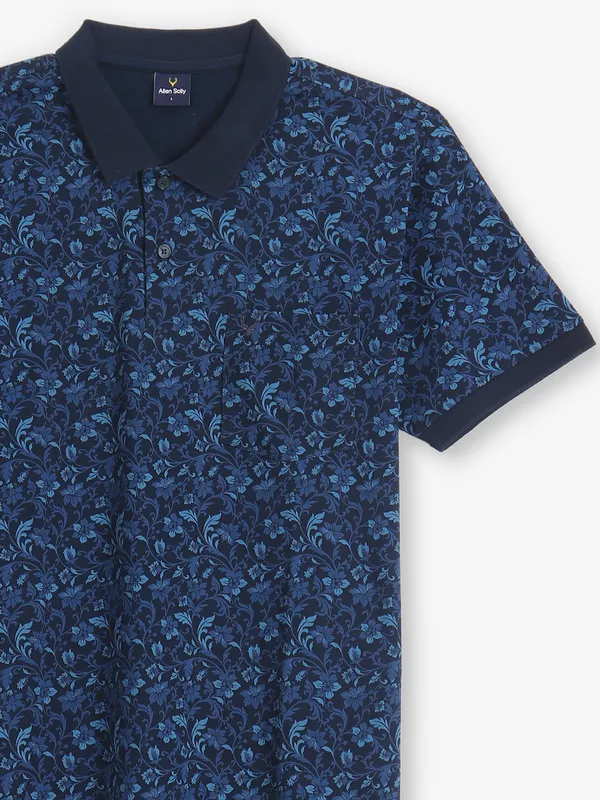 ALLEN SOLLY blue printed cotton t-shirt