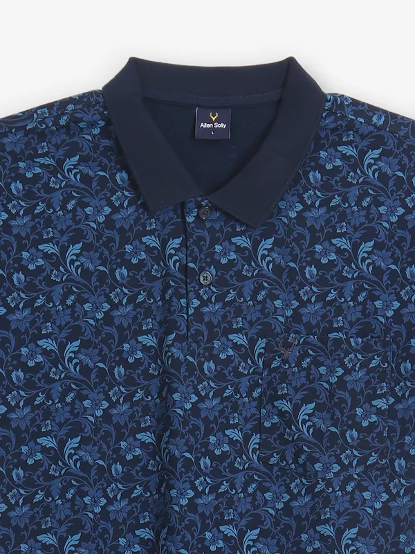 ALLEN SOLLY blue printed cotton t-shirt
