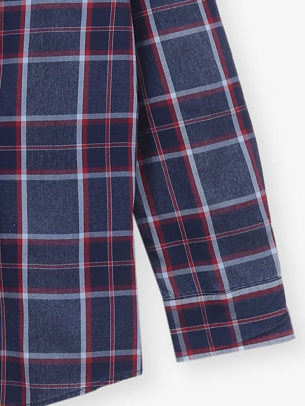 ALLEN SOLLY check blue cotton casual shirt