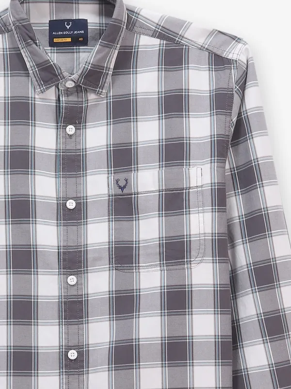 ALLEN SOLLY check white and grey shirt