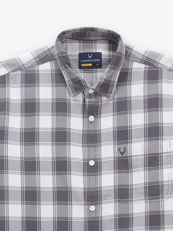 ALLEN SOLLY check white and grey shirt