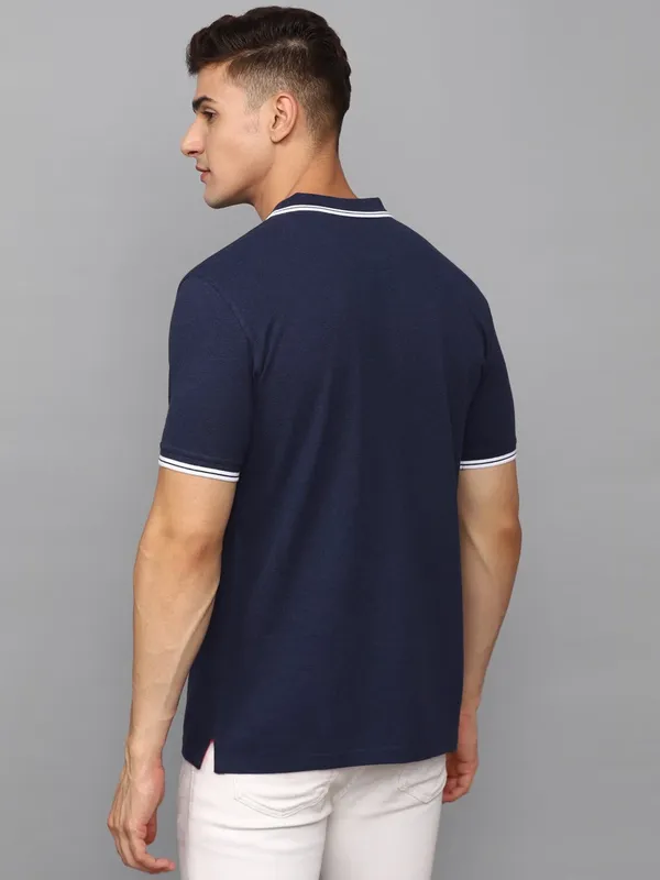 ALLEN SOLLY cotton blue plain polo t-shirt