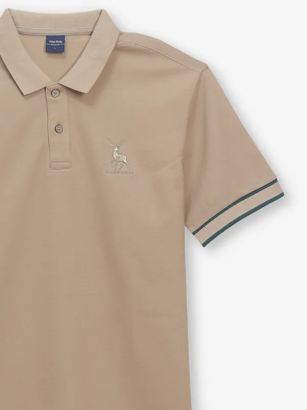 ALLEN SOLlY cotton light brown t-shirt for men