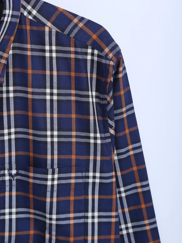 Allen Solly cotton navy checks slim fit shirt