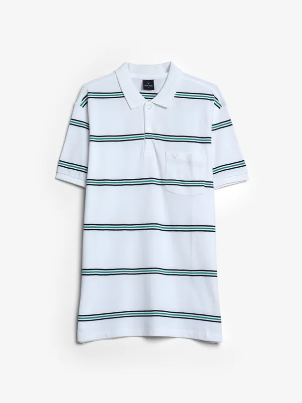 Allen Solly cotton white t shirt in stripe