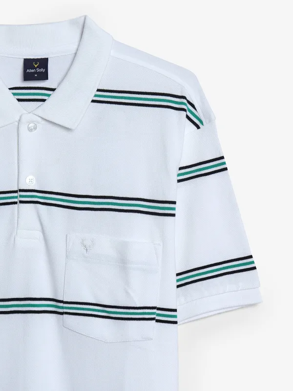 Allen Solly cotton white t shirt in stripe