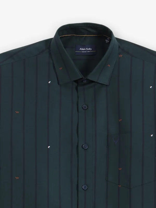 ALLEN SOLLY dark green textured shirt for men