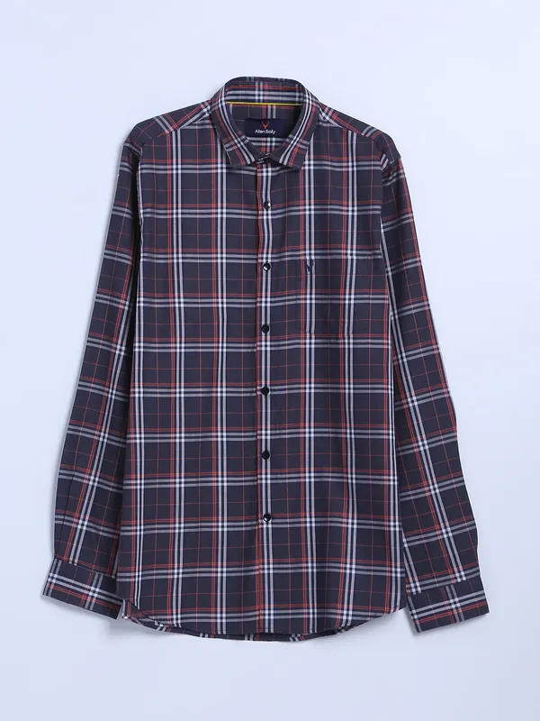 Allen Solly dark grey checks cotton shirt
