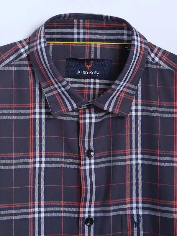 Allen Solly dark grey checks cotton shirt