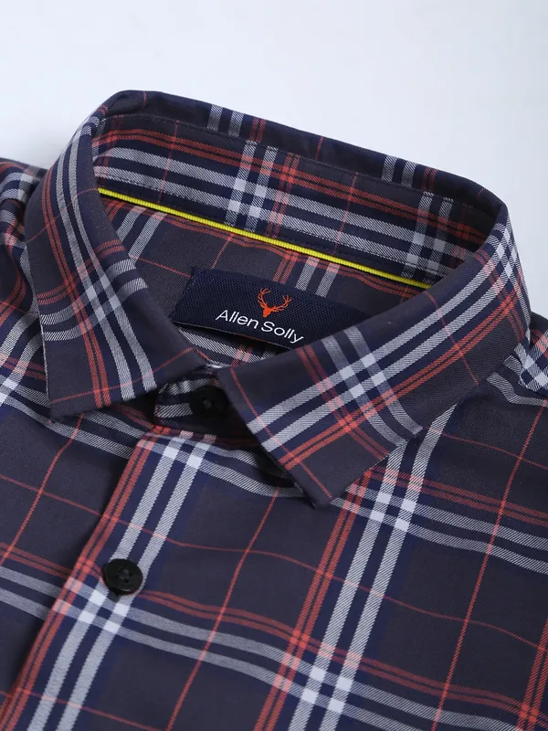 Allen Solly dark grey checks cotton shirt