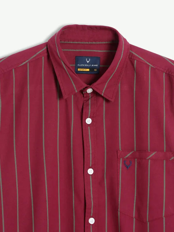 Allen Solly maroon cotton stripe shirt