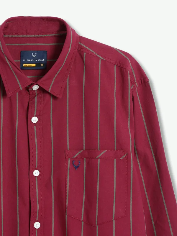 Allen Solly maroon cotton stripe shirt