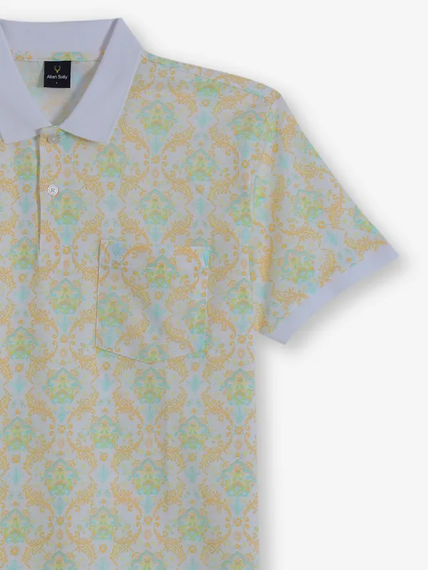 ALLEN SOLLY mustard yellow printed cotton t-shirt