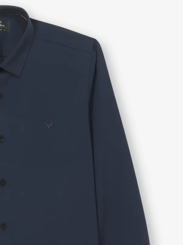 ALLEN SOLLY navy palin cotton shirt