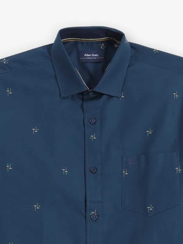ALLEN SOLLY navy printed casual shirt for men