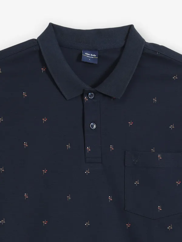 ALLEN SOLLY navy printed cotton t-shirt