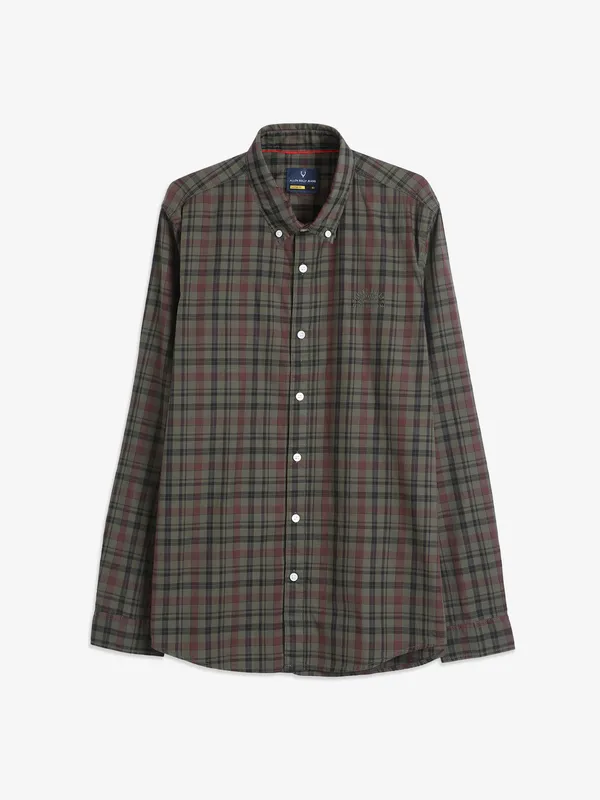 Allen Solly olive cotton checks shirt