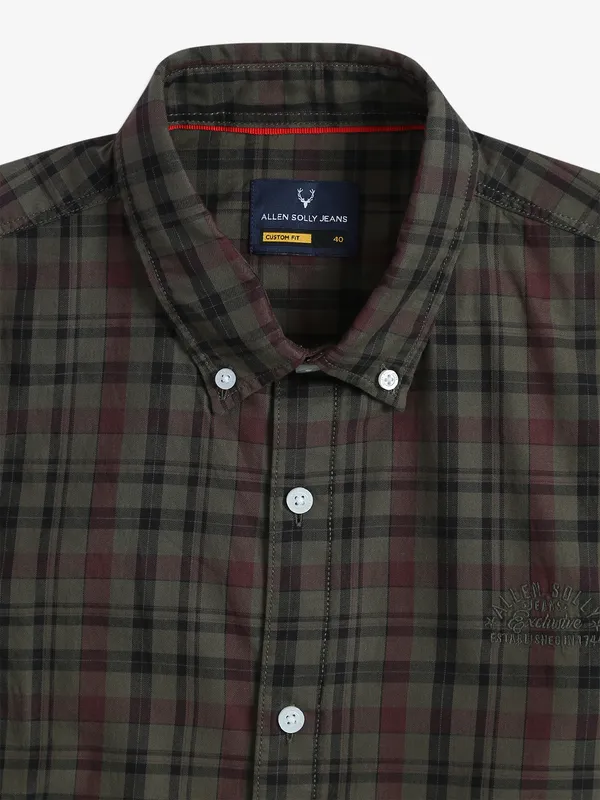 Allen Solly olive cotton checks shirt