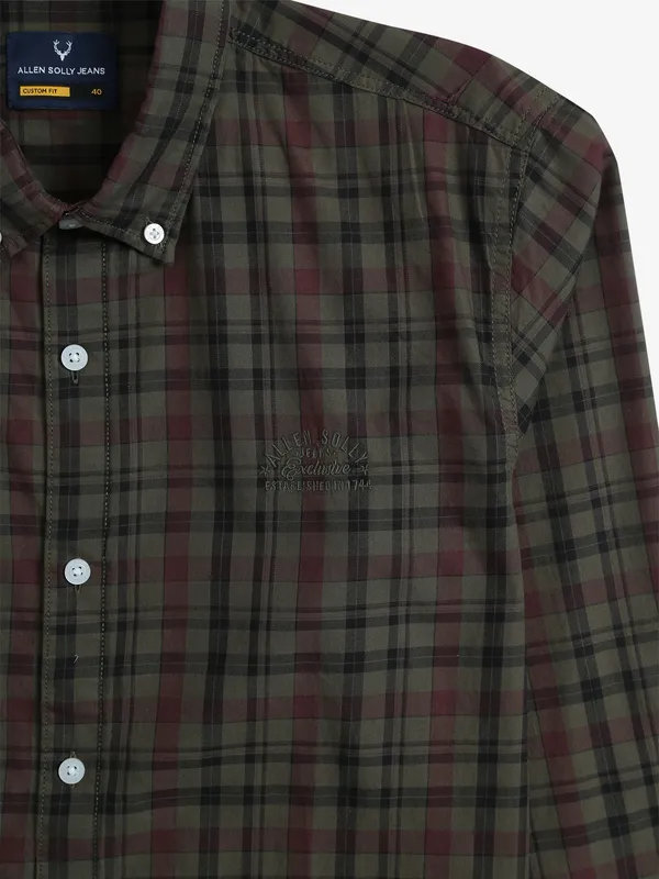 Allen Solly olive cotton checks shirt