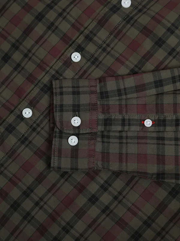 Allen Solly olive cotton checks shirt