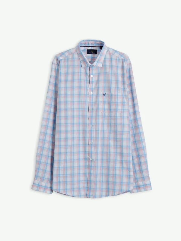 Allen Solly peach and blue cotton shirt