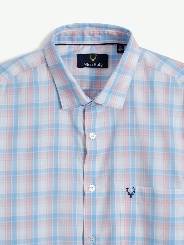 Allen Solly peach and blue cotton shirt